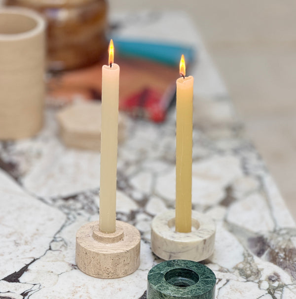 Beige Travertine 'Switch' Candle Holder