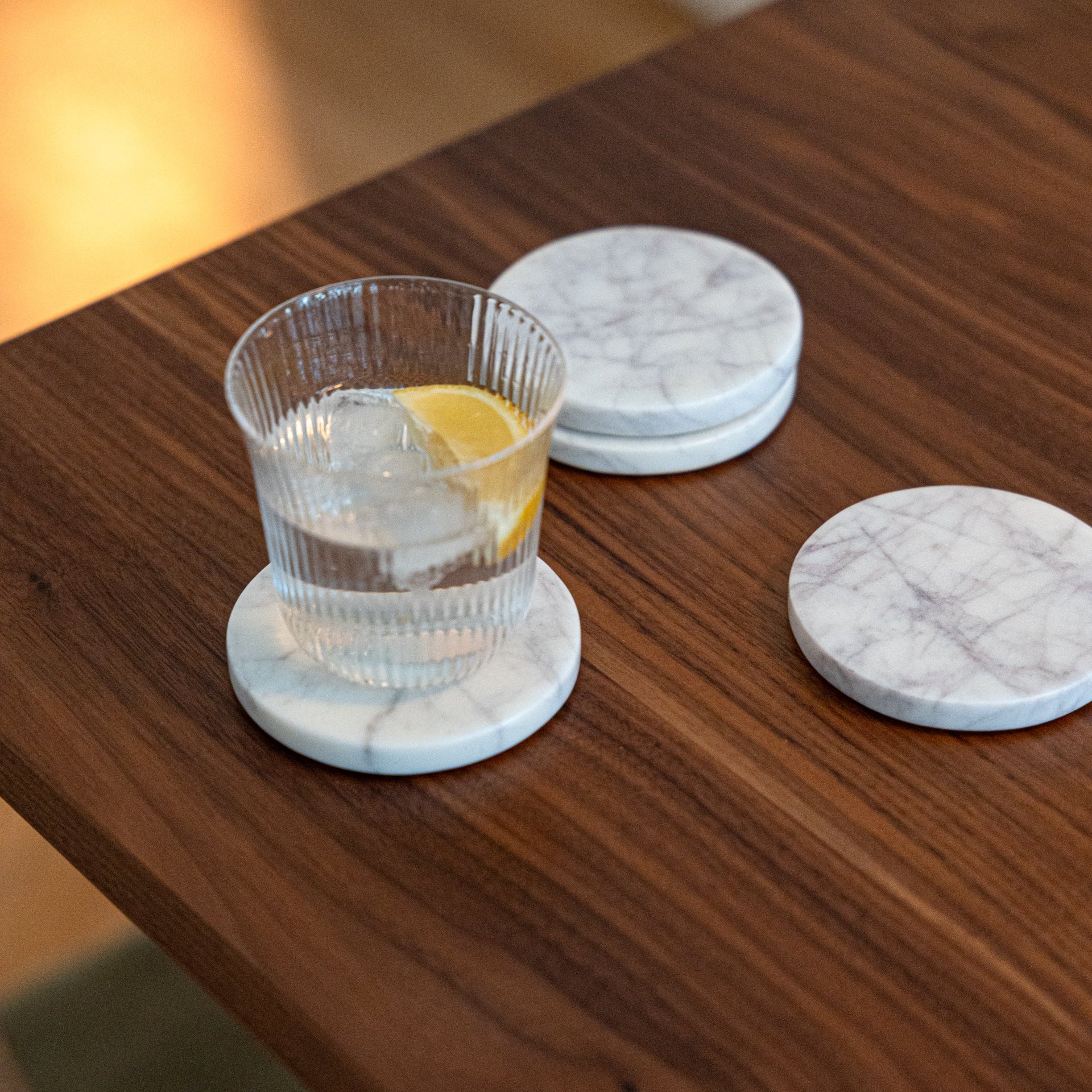 White Marble Round Coasters