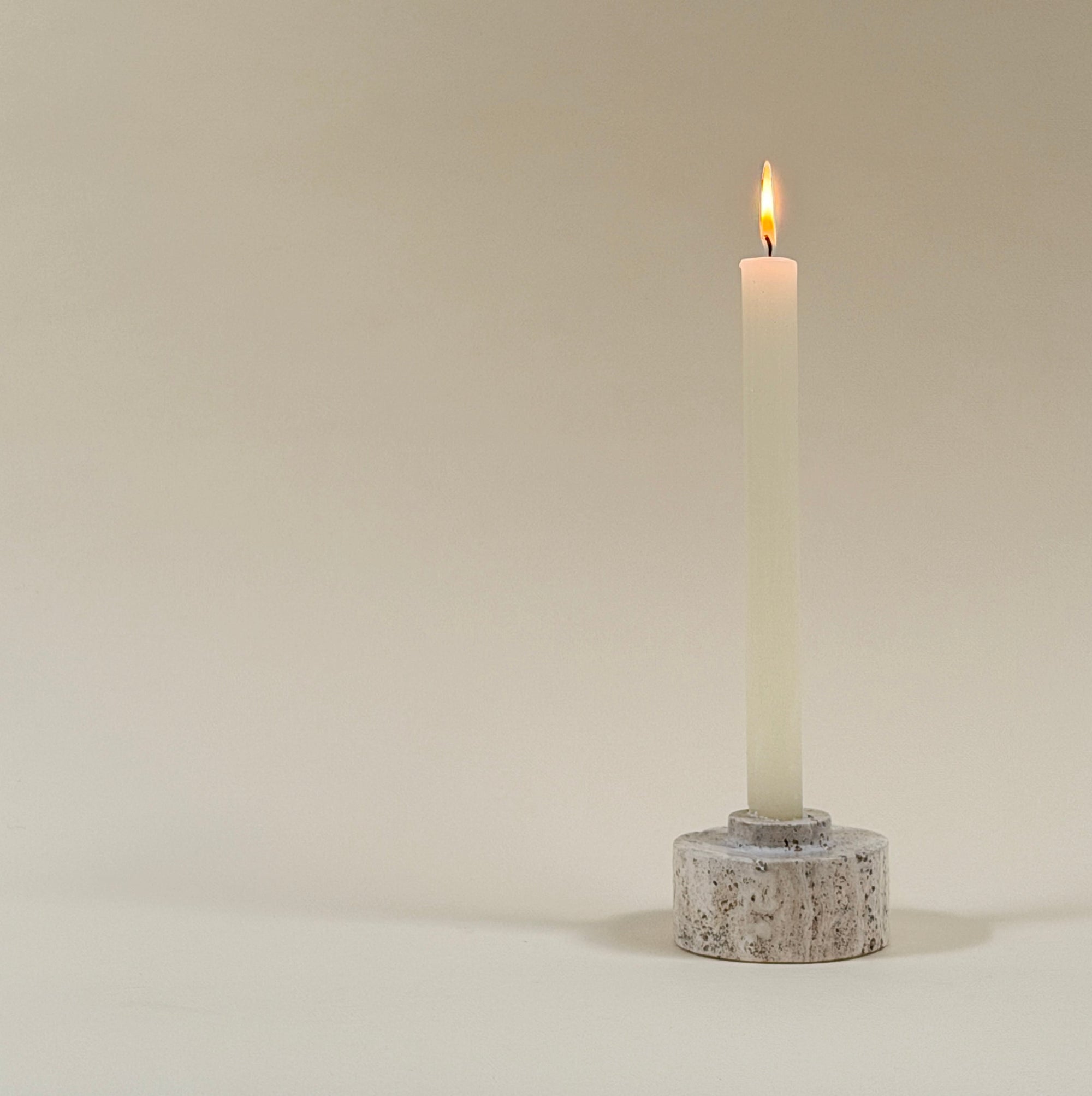 Beige Travertine 'Switch' Candle Holder