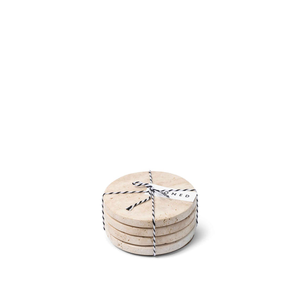 Beige Travertine Round Coasters