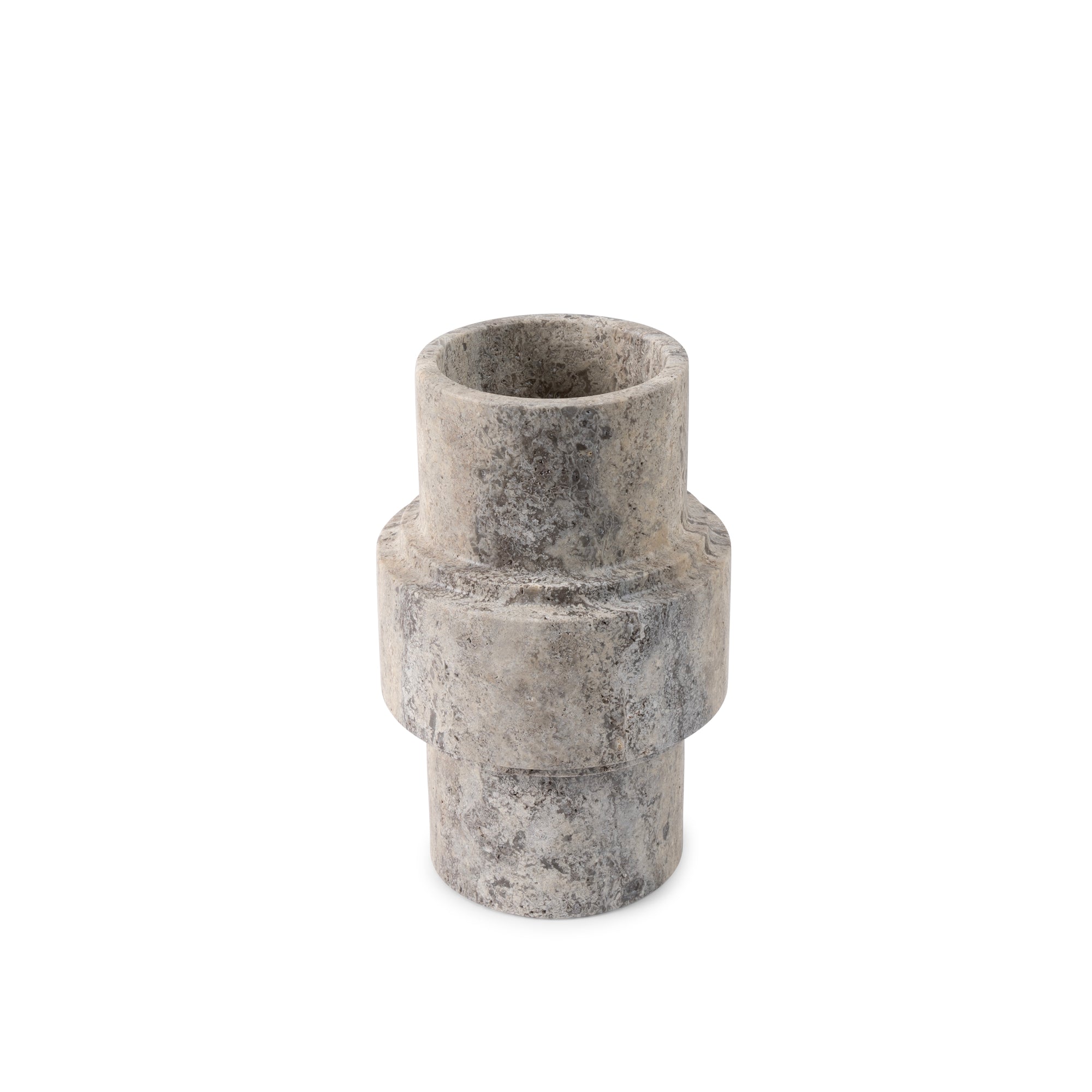 Vase ‚Column‘ aus Silbertravertin