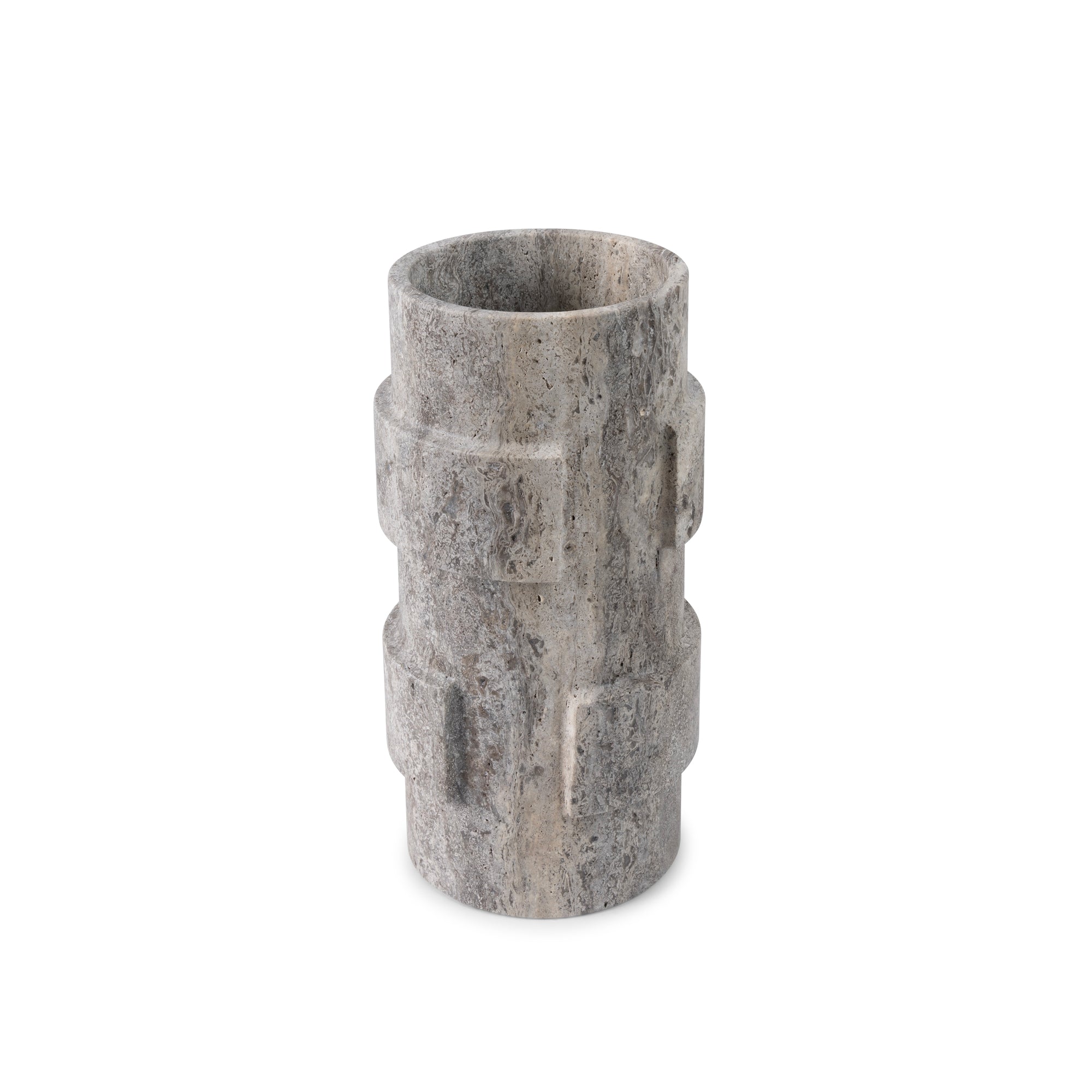Vase ‚Vida‘ aus Silbertravertin