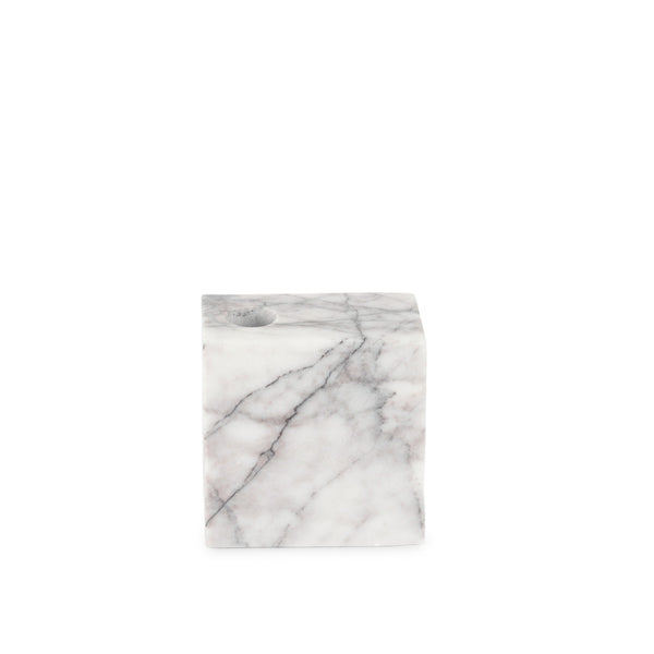 Stoned, not wasted: Auffälliger weißer Marmor-Kerzenhalter „Pixel“